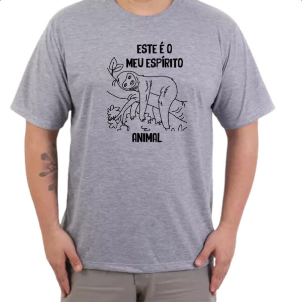 Camiseta Cinza Preguica Este e o meu espirito animal - Imagem 3