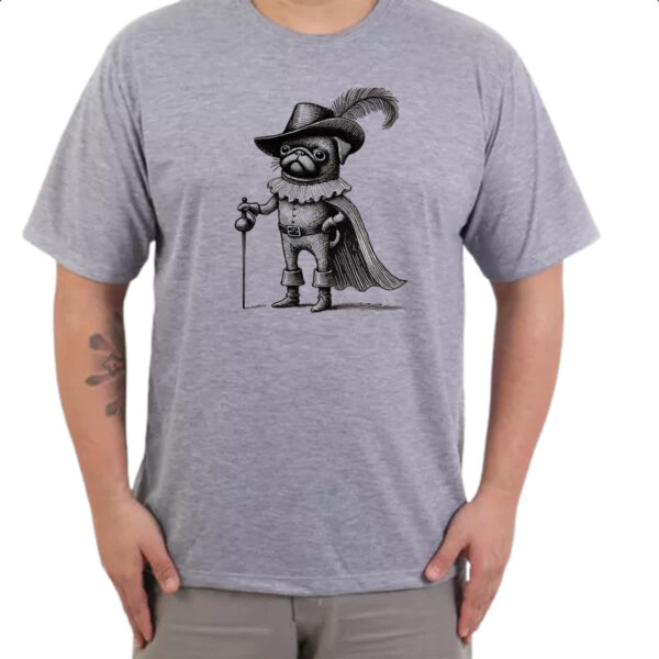 Camiseta Cinza Pug Mosqueteiro - Imagem 3