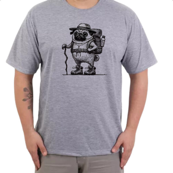 Camiseta Cinza Pug aventureiro - Imagem 3