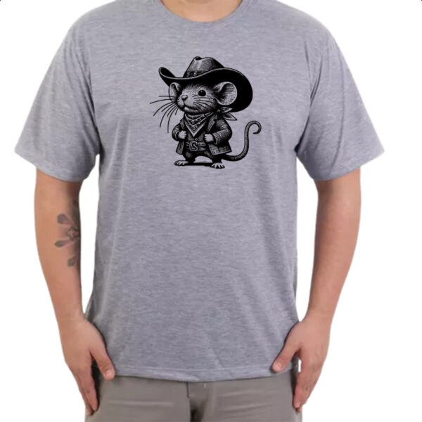 Camiseta Cinza Rato cowboy grafite arte - Imagem 3