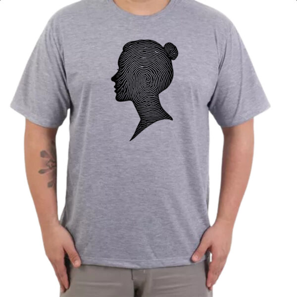 Camiseta Cinza Silhueta mulher impressao digital - Imagem 3