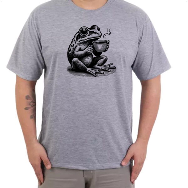 Camiseta Cinza Sapo tomando cafe - Imagem 3