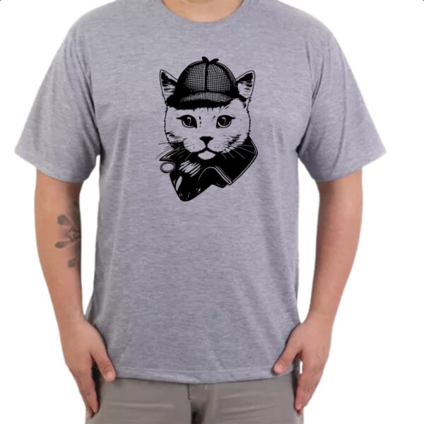 Camiseta Cinza Sherlock Gato - Imagem 3