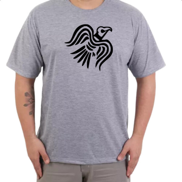 Camiseta Cinza Simbolo corvo bandeira viking - Imagem 3
