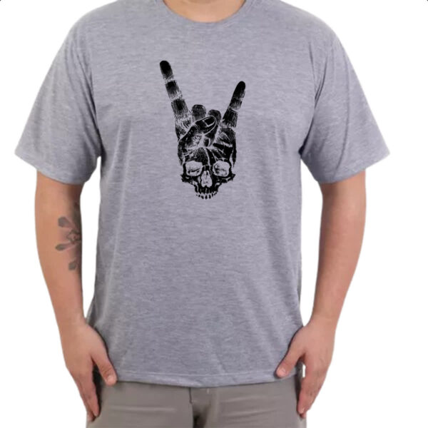 Camiseta Cinza Skull Shaka Surfista - Imagem 3