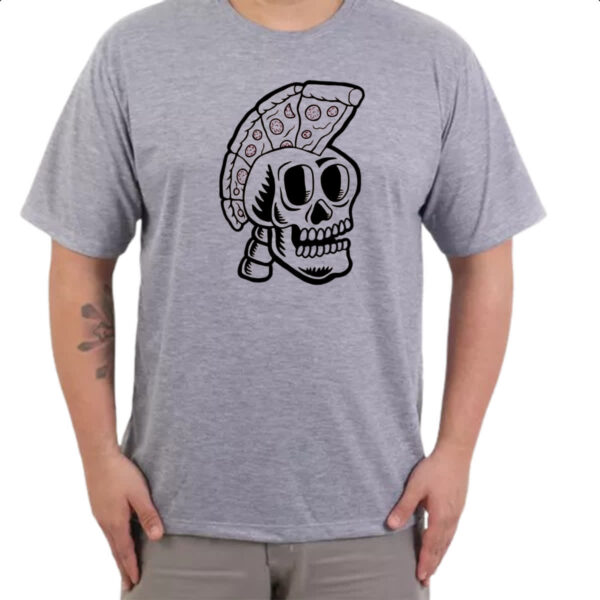 Camiseta Cinza Skull pizza gladiator - Imagem 3