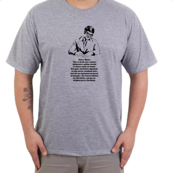 Camiseta Cinza Espititismo nem so de pao vive o homem - Imagem 3