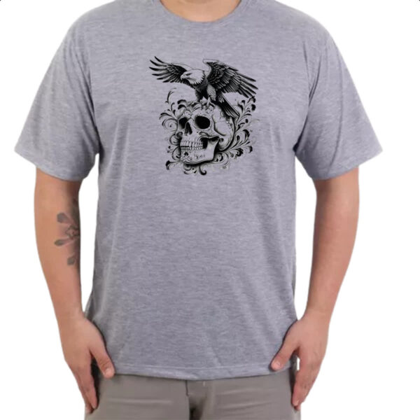 Camiseta Cinza Aguia Pousada na Caveira - Imagem 3