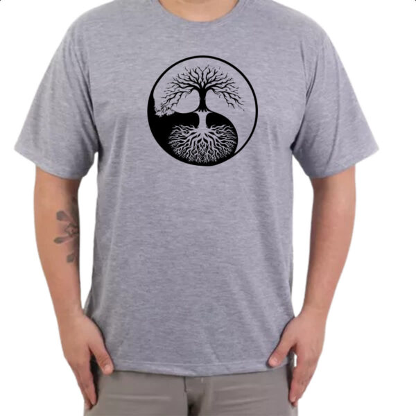 Camiseta Cinza Yin Yang Arvore da vida - Imagem 3