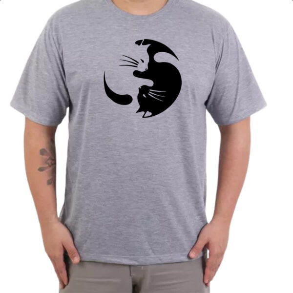 Camiseta Cinza Yin e Yang Cats - Imagem 3