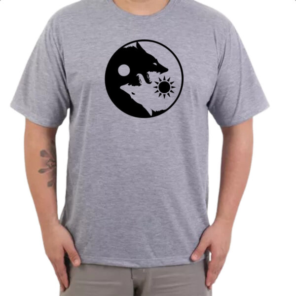 Camiseta Cinza Yin e Yang Lobos - Imagem 3