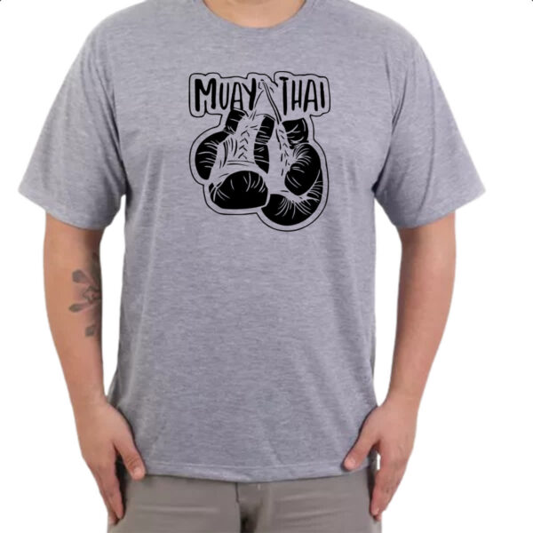 Camiseta Cinza Muay Thai luvas - Imagem 3