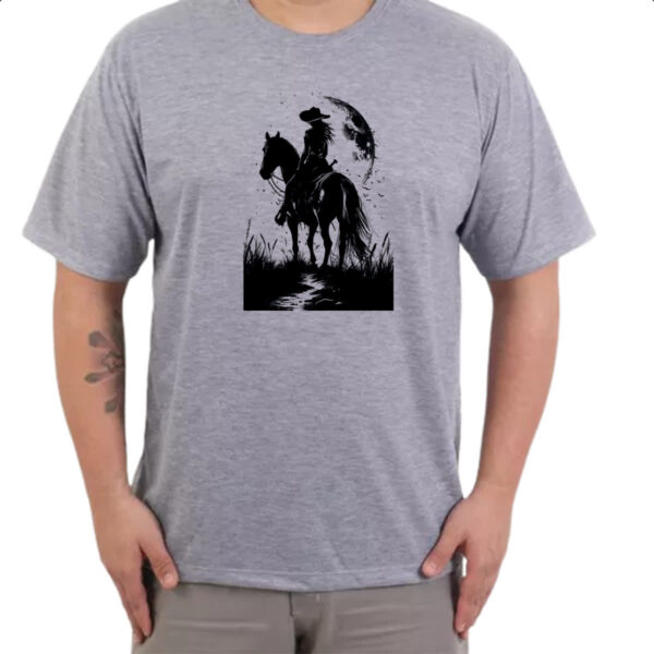 Camiseta Cinza Mulher cowgirl sunset PB - Imagem 3