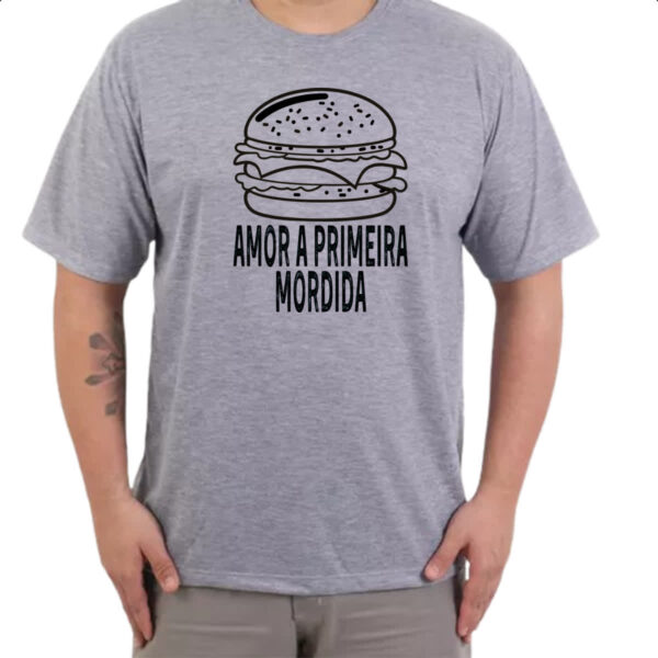 Camiseta Cinza Hamburguer amor a primeira mordida - Imagem 3