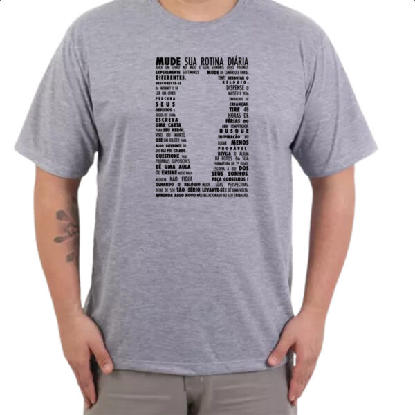 Camiseta Cinza Mude sua rotina diaria - Imagem 3