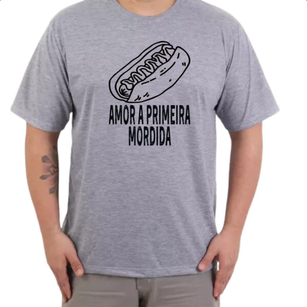 Camiseta Cinza Hotdog amor a primeira mordida - Imagem 3
