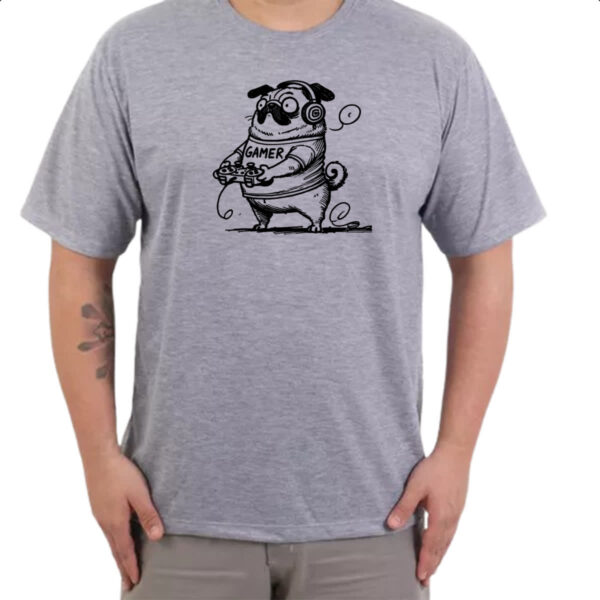 Camiseta Cinza Pug Gamer - Imagem 3