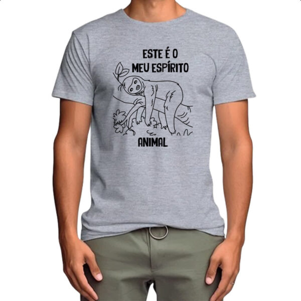 Camiseta Cinza Preguica Este e o meu espirito animal - Imagem 4
