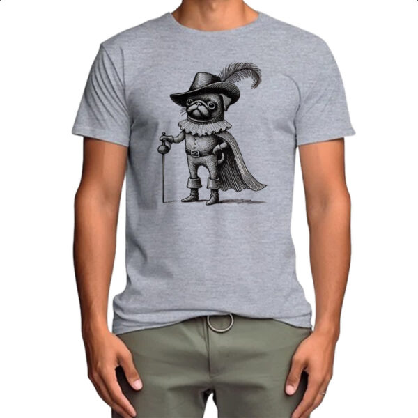 Camiseta Cinza Pug Mosqueteiro - Imagem 4