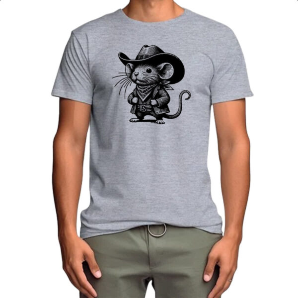 Camiseta Cinza Rato cowboy grafite arte - Imagem 4