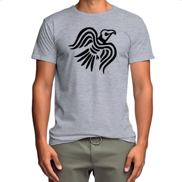Camiseta Cinza Simbolo corvo bandeira viking - Imagem 4