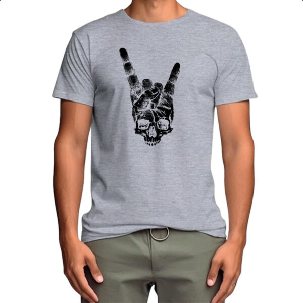 Camiseta Cinza Skull Shaka Surfista - Imagem 4