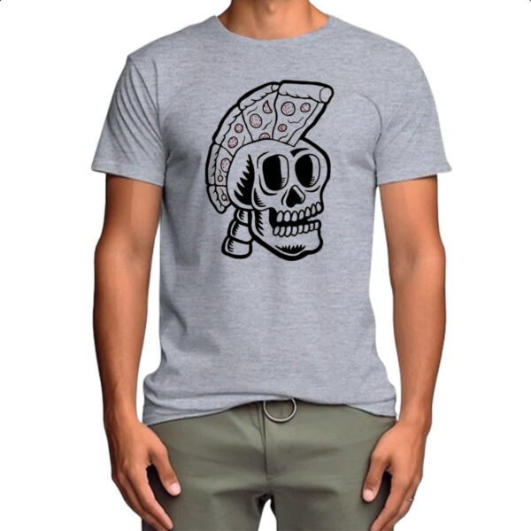 Camiseta Cinza Skull pizza gladiator - Imagem 4