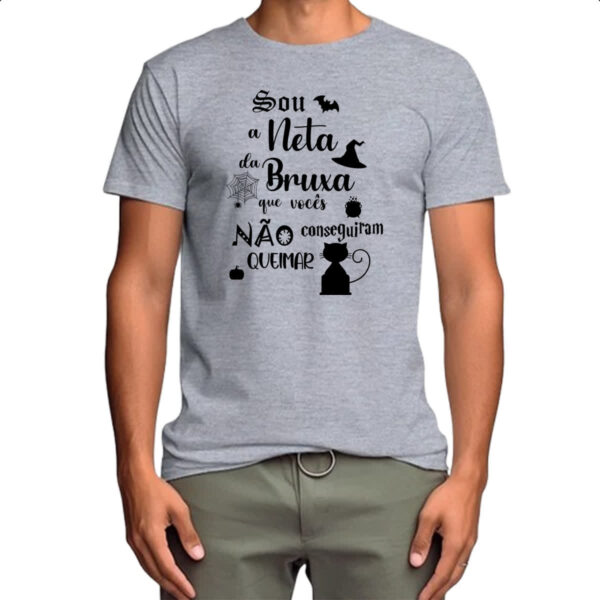 Camiseta Cinza Sou a neta da Bruxa que voces nao conseguiram queimar - Imagem 4