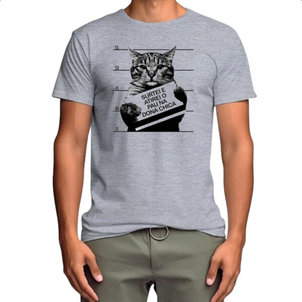 Camiseta Cinza Surtei atirei pau dona chica - Imagem 4