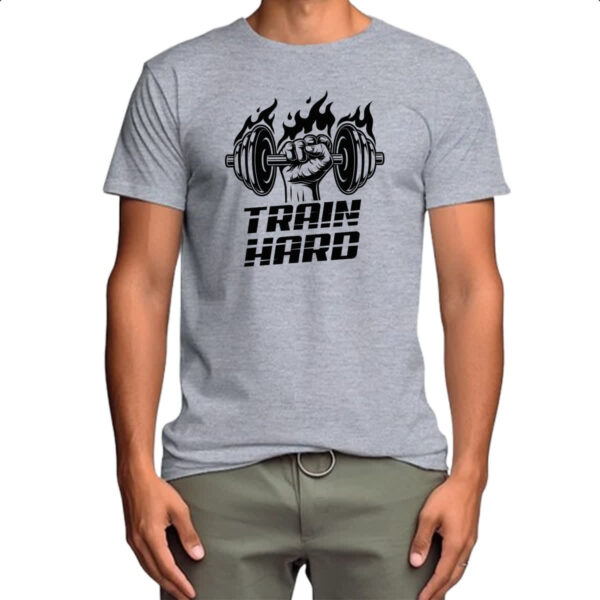 Camiseta Cinza Train Hard - Imagem 4