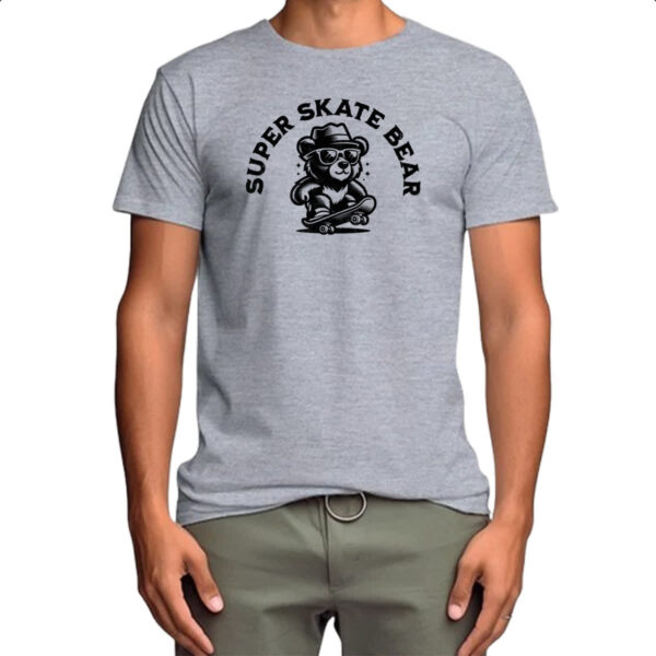 Camiseta Cinza Urso super skate - Imagem 4