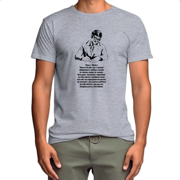 Camiseta Cinza Espititismo nem so de pao vive o homem - Imagem 4