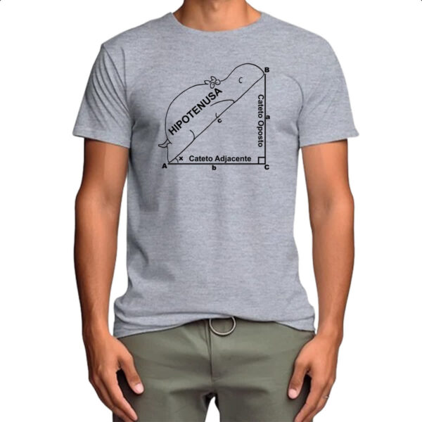 Camiseta Cinza Meme hipotenusa divertida - Imagem 4