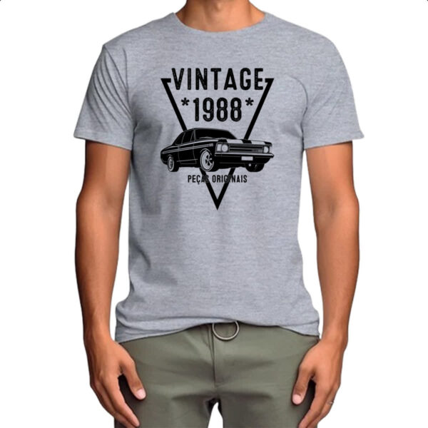 Camiseta Cinza Vintage Pecas Originais 1988 - Imagem 4