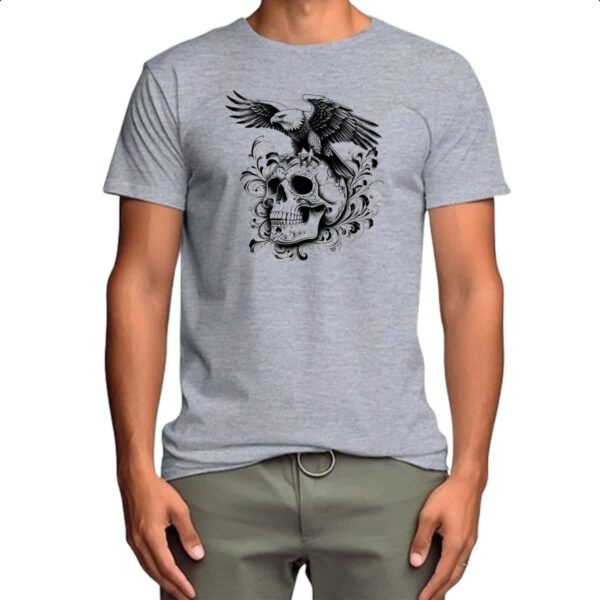 Camiseta Cinza Aguia Pousada na Caveira - Imagem 4