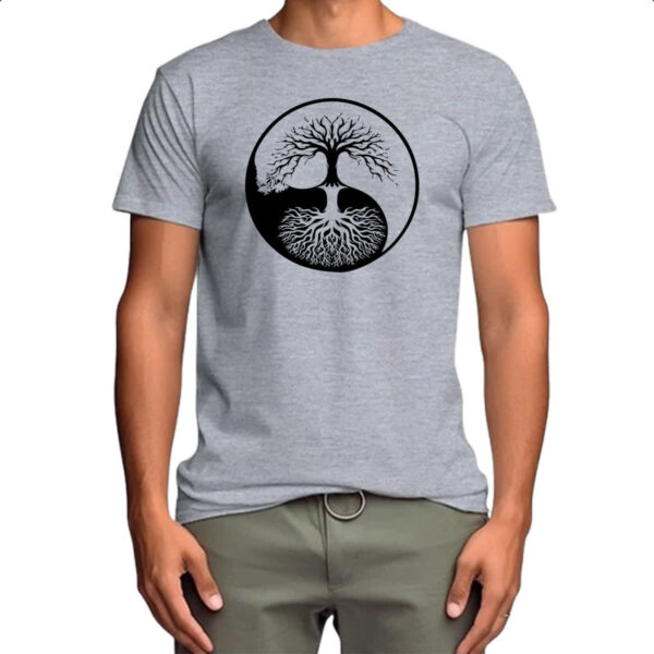 Camiseta Cinza Yin Yang Arvore da vida - Imagem 4