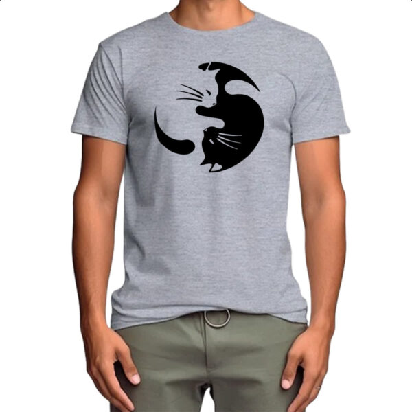 Camiseta Cinza Yin e Yang Cats - Imagem 4