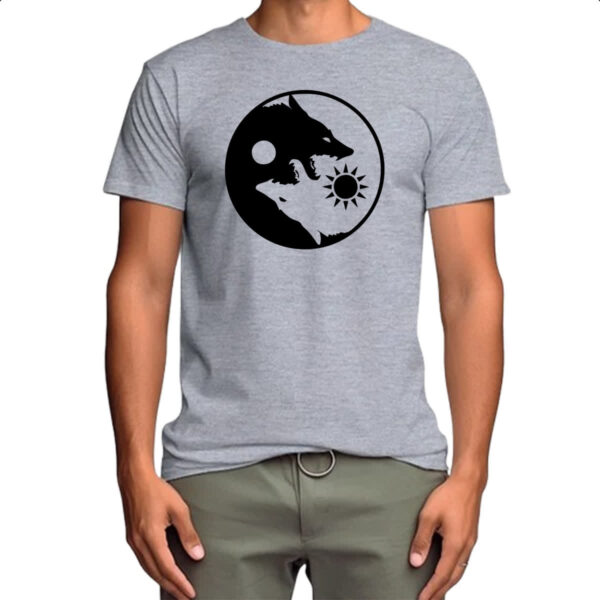 Camiseta Cinza Yin e Yang Lobos - Imagem 4
