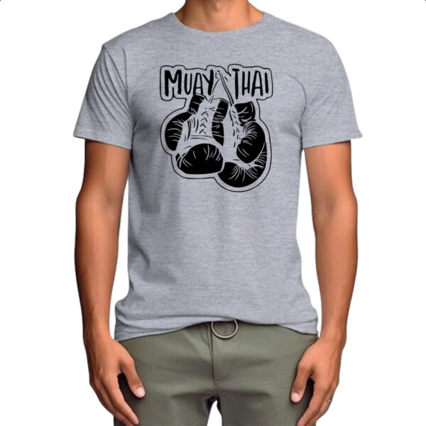 Camiseta Cinza Muay Thai luvas - Imagem 4