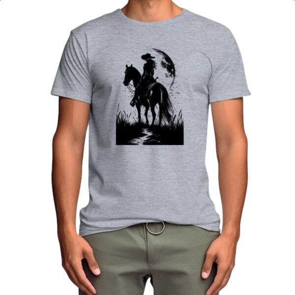 Camiseta Cinza Mulher cowgirl sunset PB - Imagem 4