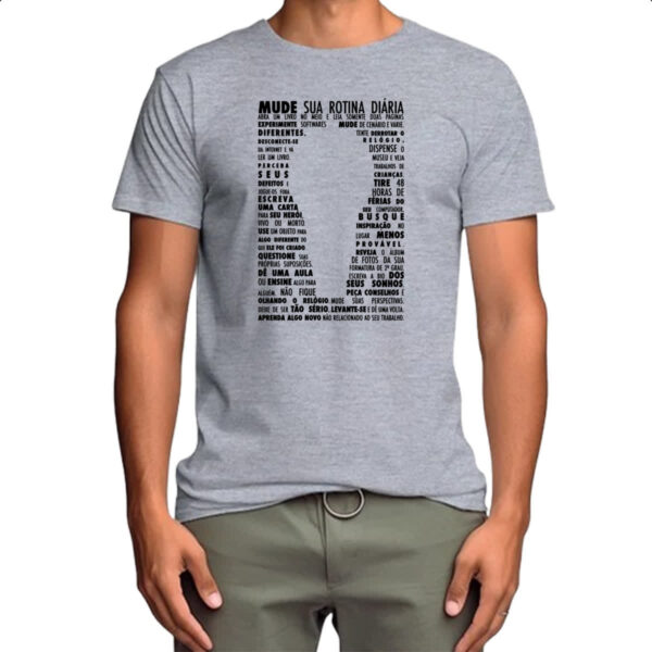 Camiseta Cinza Mude sua rotina diaria - Imagem 4