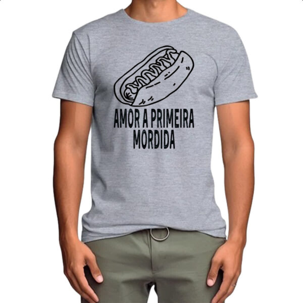 Camiseta Cinza Hotdog amor a primeira mordida - Imagem 4