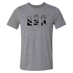 Camiseta Cinza Pedra Papel Tesoura gato malhado