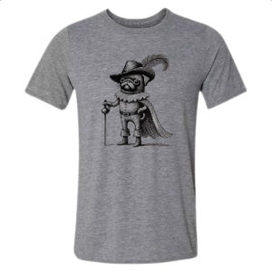 Camiseta Cinza Pug Mosqueteiro