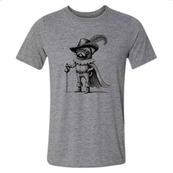 Camiseta Cinza Pug Mosqueteiro