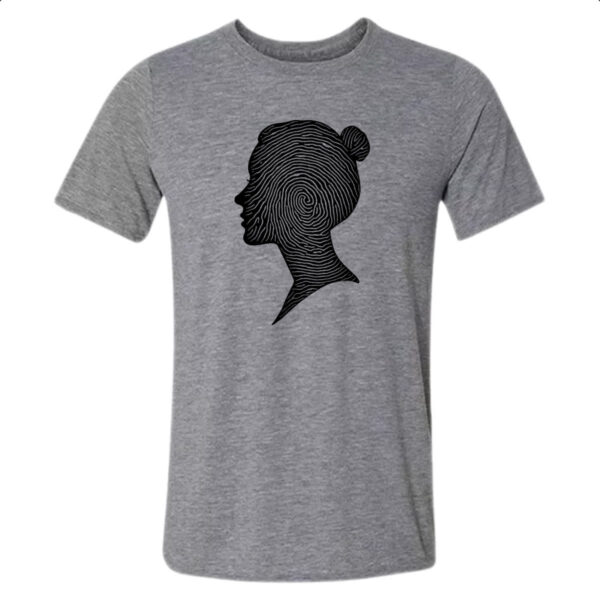 Camiseta Cinza Silhueta mulher impressao digital