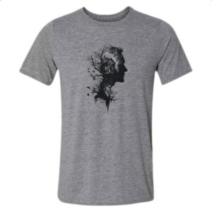 Camiseta Cinza Silhueta Cabana na Floresta