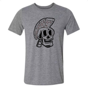 Camiseta Cinza Skull pizza gladiator