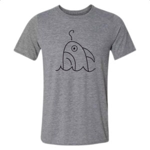 Camiseta Cinza Tubarao indeciso desenho infantil