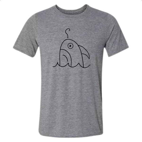 Camiseta Cinza Tubarao indeciso desenho infantil